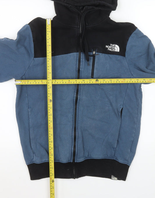 The North Face Mens Blue Hooded Cotton Full Zip Jacket Size S