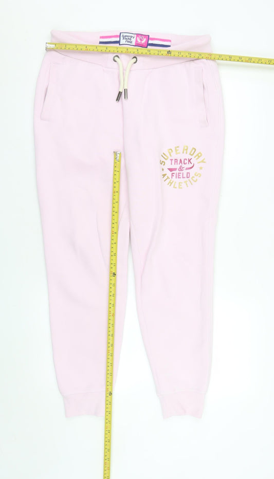 Superdry Women's Pink Jogger Sweatpants Size 14 Cotton Blend