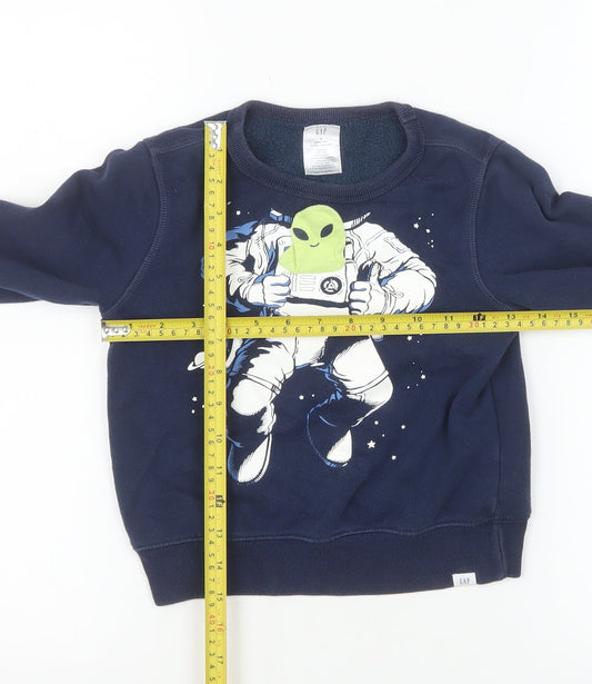 GAP Boys Blue Space Alien Astronaut Pullover Sweatshirt 5 Years Fleece