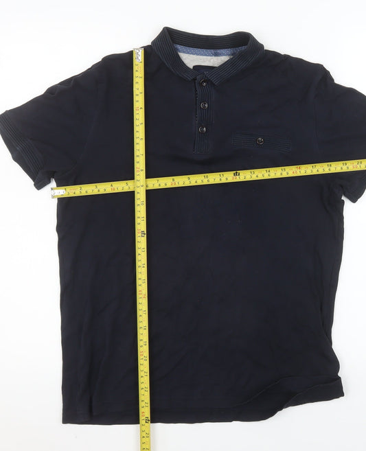 Ted Baker Men's Blue Short Sleeve Cotton Polo Shirt Size S