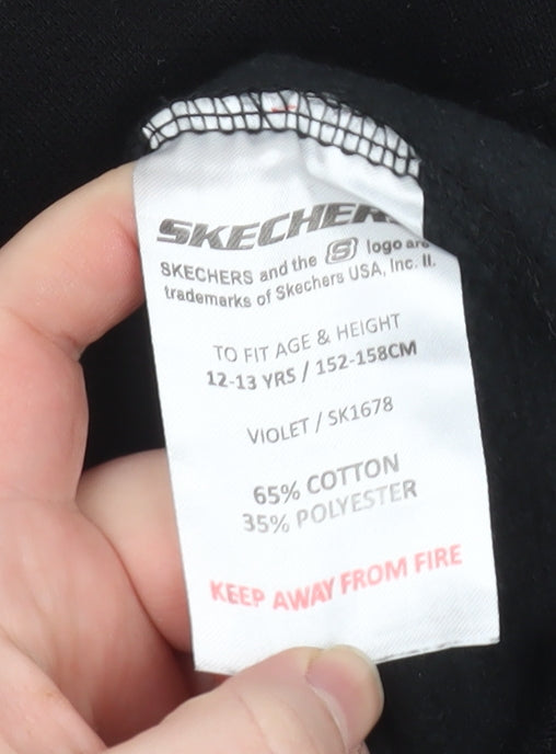 Brand and care label for Skechers girls’ black love you graphic pullover sweatshirt 12-13 years