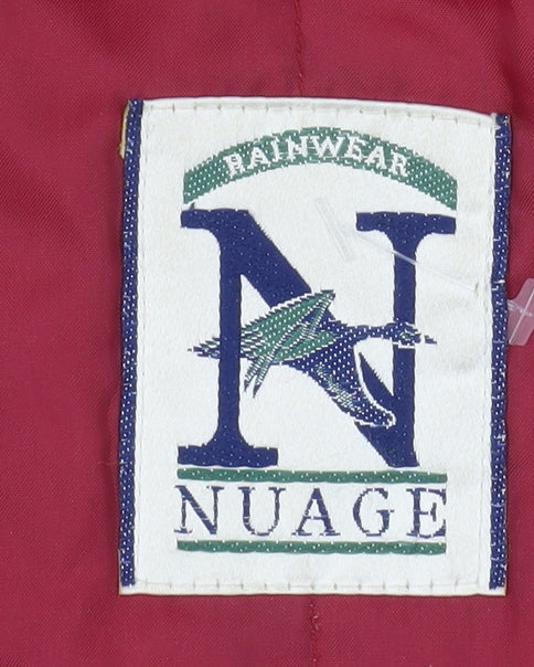 Additional view of Nuage women’s red waterproof rain coat, size UK 10, hooded mid-length jacket