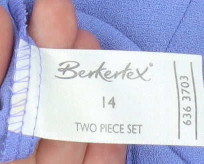 Berkertex Women Blue Short Sleeve Collared Button Blouse Size 14