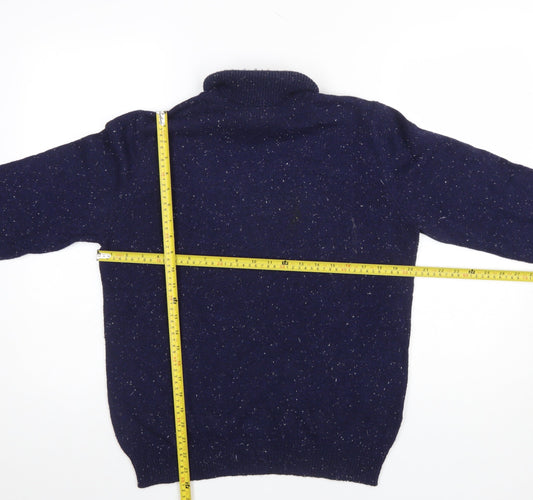 Reiss Womens Blue Roll Neck Knit Jumper Size M Cotton Wool Blend