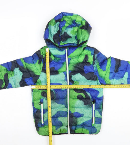 NEXT Boys Multicoloured Camouflage Puffer Jacket 5 Years Hooded Winter Coat