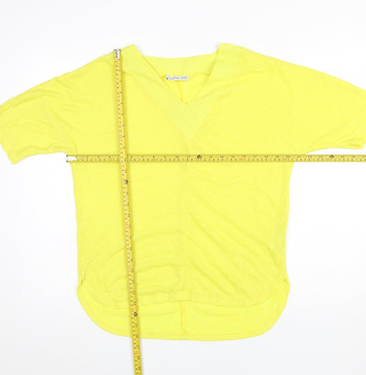 Gallery Womens Yellow V-Neck Short Sleeve T-Shirt Size 12