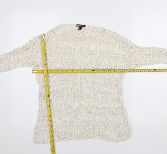 Mango Women’s Ivory Open Knit Pullover Jumper Size M