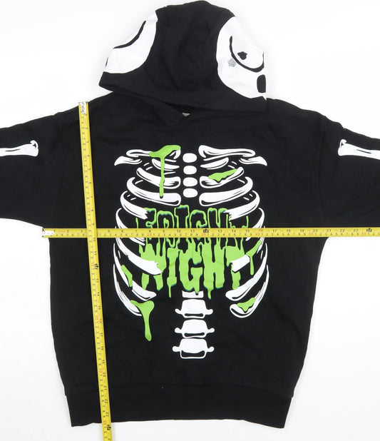 F&F Boys Black Skeleton Hoodie 12-13 Years Halloween Graphic Print