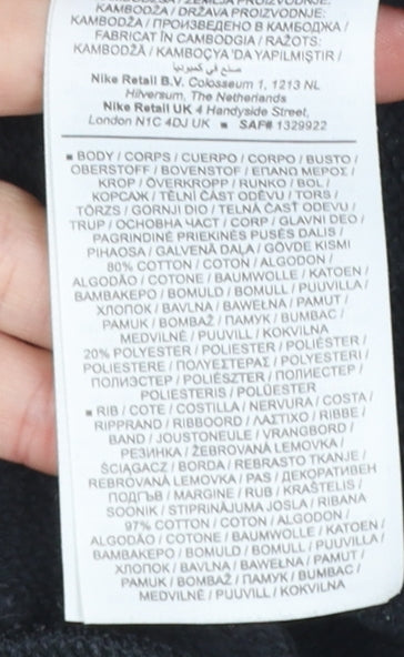 Nike Boys Black Pullover Hoodie L 147-158cm Cotton Blend Logo Sweatshirt