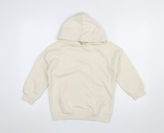Marks and Spencer Girls Ivory Pullover Hoodie 8-9 Years Cotton Blend