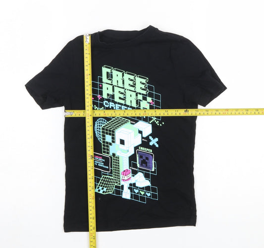 Minecraft Boys Black Creeper Graphic Short Sleeve Cotton T-Shirt 6-7 Years