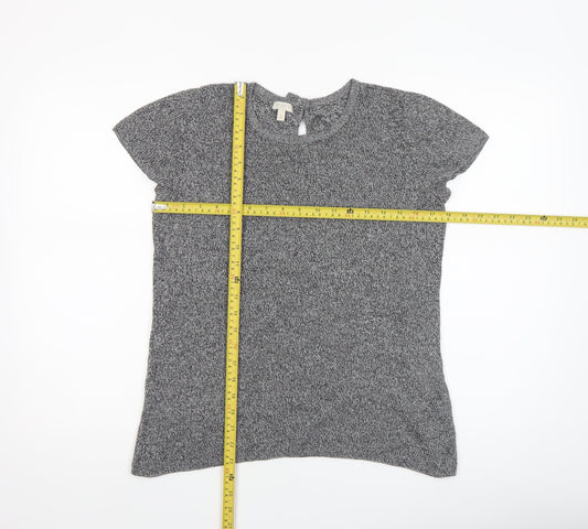 Talbots Women Grey Short Sleeve Knit Top Small Cotton Blend