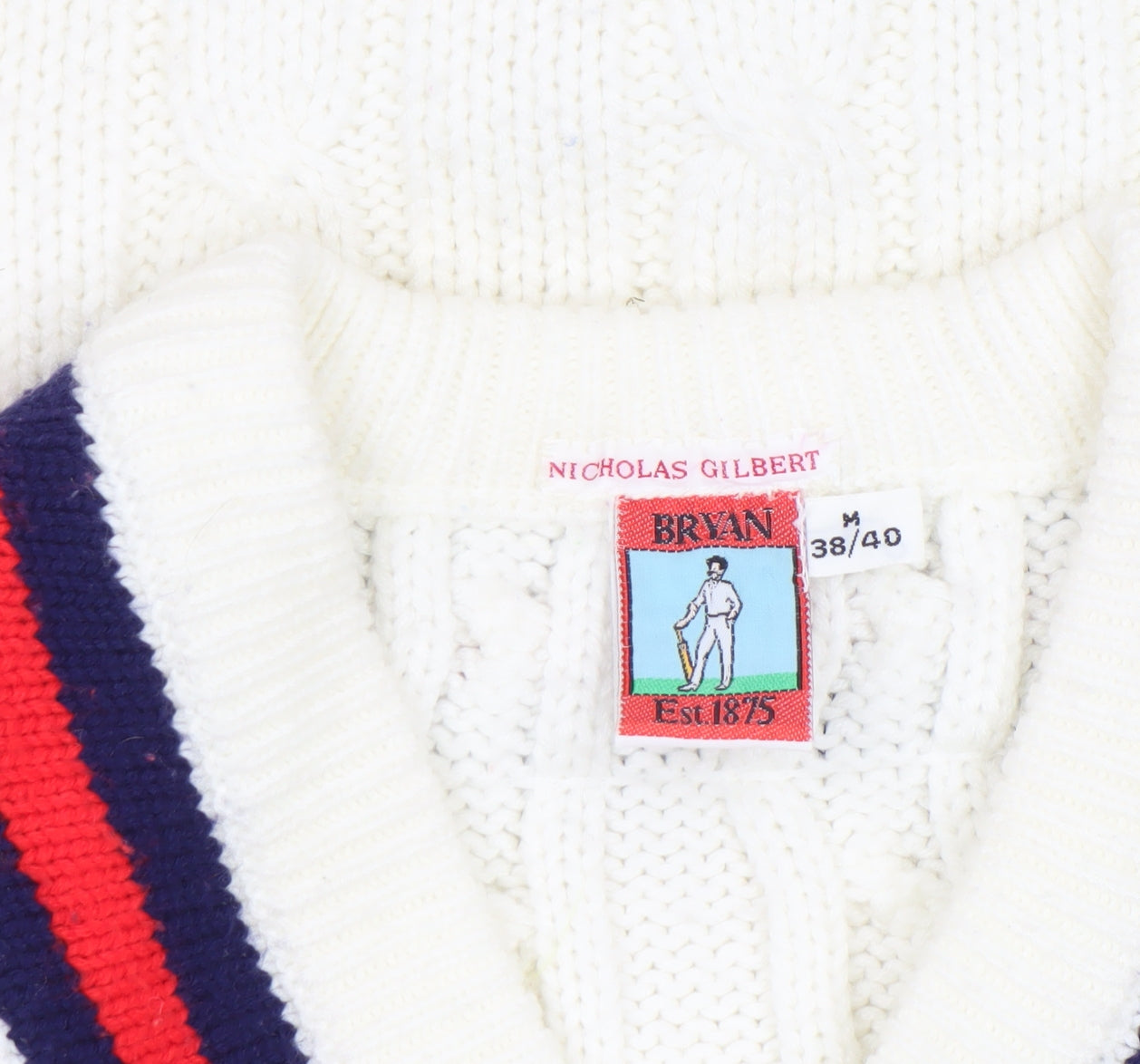 Bryan Nicholas Gilbert Women's Ivory V-Neck Cable Knit Jumper Size 6