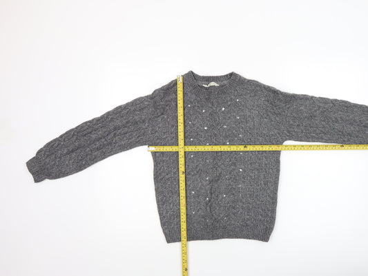John Lewis Girls Grey Cable Knit Pullover Jumper Age 12 Years