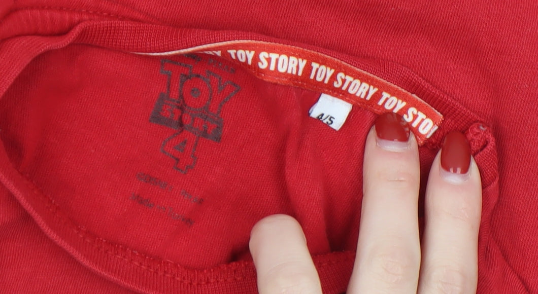 Disney Toy Story Rex Boys Red Graphic Short Sleeve T-Shirt 4-5 Years