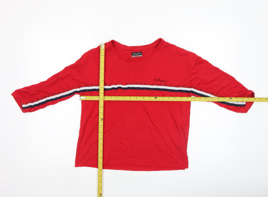 Kappa Women Red Jersey 3/4 Sleeve Crew Neck T-Shirt M