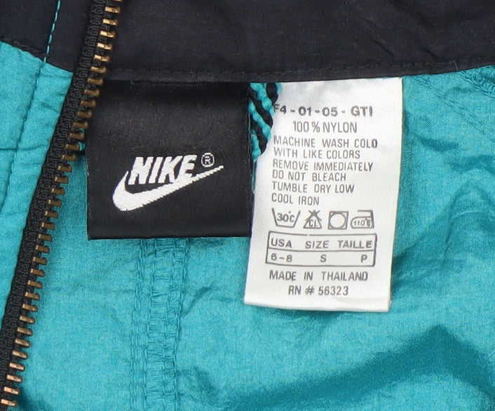 Nike Women’s Teal & Black Windbreaker Jacket Size S Nylon 90s Style
