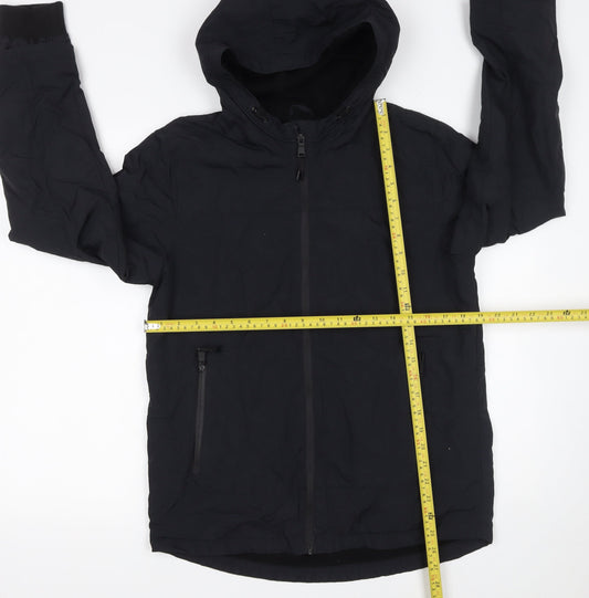 Marks and Spencer Boys Black Hooded Puffer Jacket 13-14 Years Lined Winter Coat