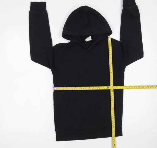 Champion Boys Black Hoodie Size 11-12 Years Pullover Cotton Blend Sweatshirt