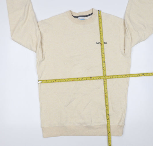 Columbia Men Beige Cotton Blend Crew Neck Sweatshirt M