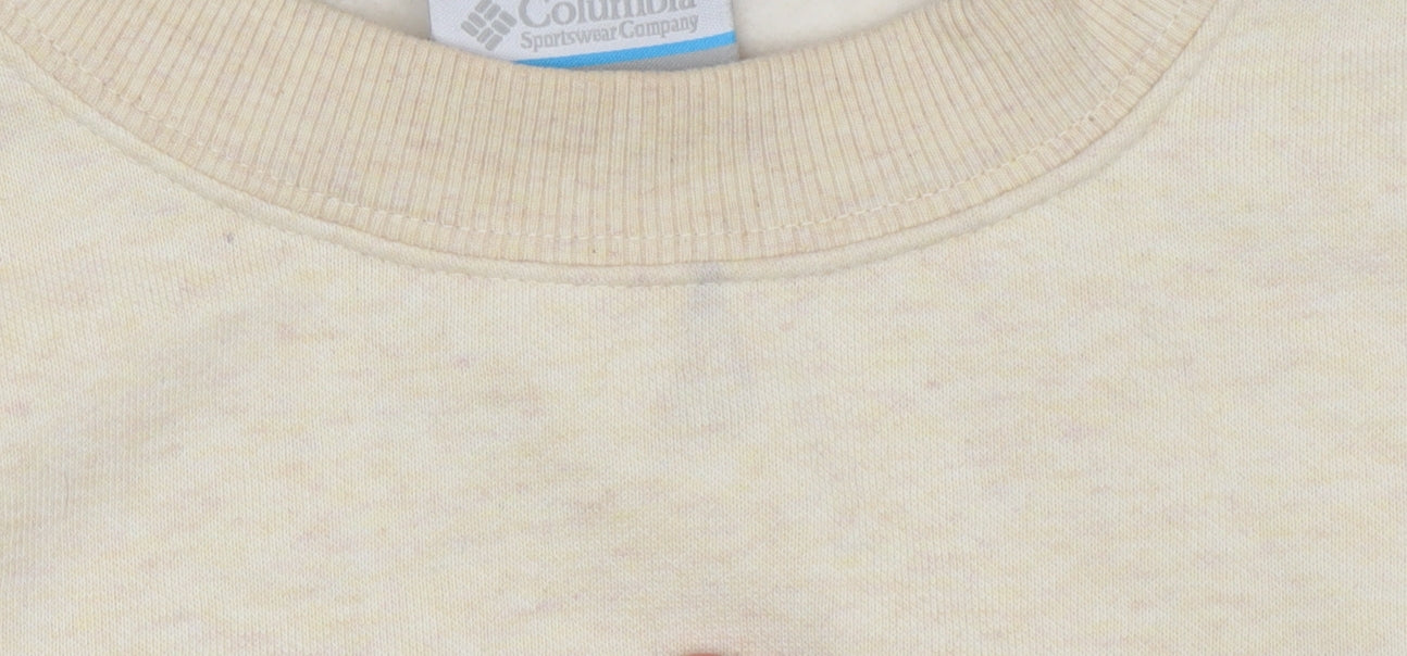 Columbia Men Beige Cotton Blend Crew Neck Sweatshirt M