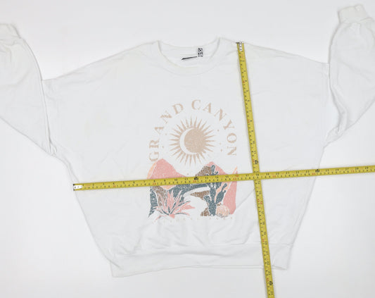 ASOS Design Women White Cotton Grand Canyon Graphic Pullover Sweatshirt Size 10