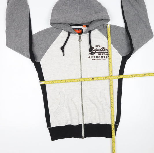 Superdry Men's Grey Full Zip Hoodie M Logo Fleece Sweatshirt