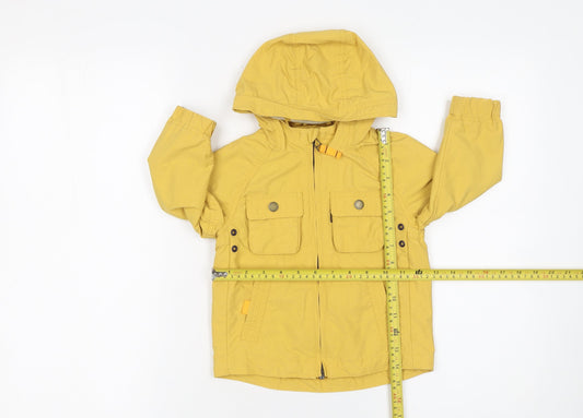 Next Boys Yellow Hooded Parka Jacket 2 Years Lined Cotton Nylon Spring Coat