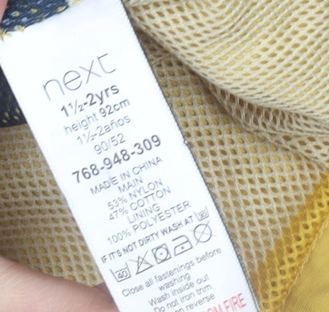 Next Boys Yellow Hooded Parka Jacket 2 Years Lined Cotton Nylon Spring Coat