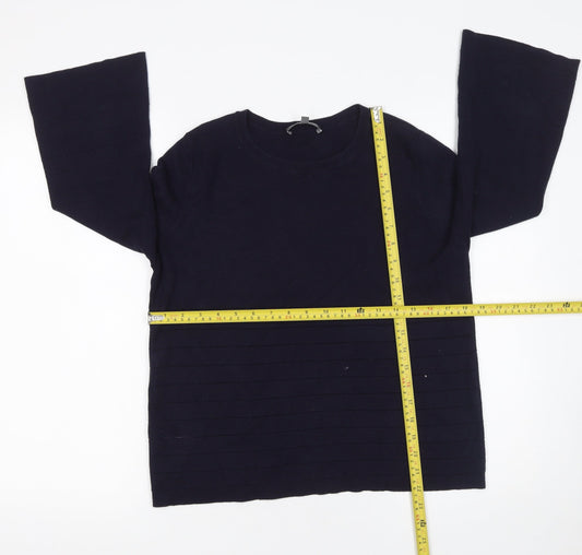 Laura Ashley Women Blue Cotton Modal Long Sleeve Jumper UK 10