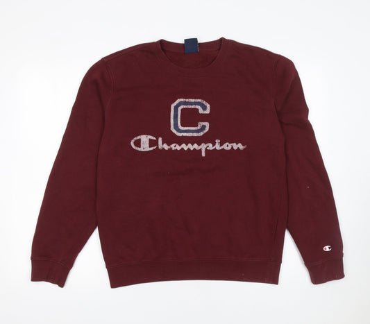 Champion Women’s Burgundy Pullover Sweatshirt Medium Cotton Blend Graphic Logo