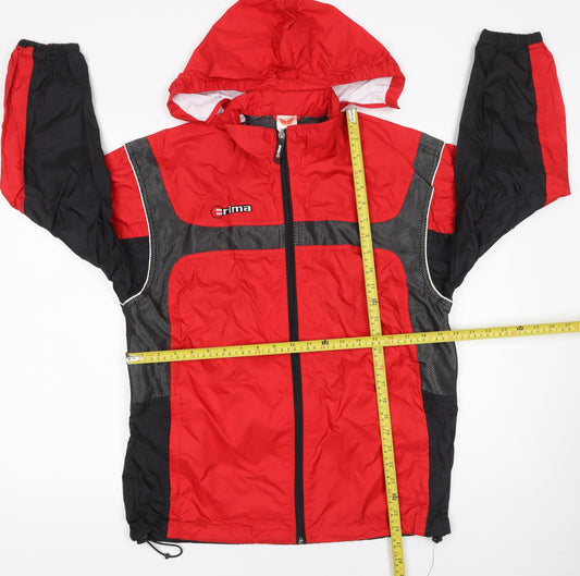 Erima Boys Red Black Windbreaker Hooded Jacket 11-12 Years