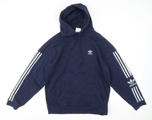 Adidas Men's Blue Pullover Hoodie M Logo Fleece Sportswear