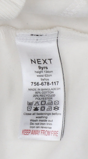 Brand and care label for Next girls’ ivory full zip hoodie 9 years cotton blend casual sweatshirt