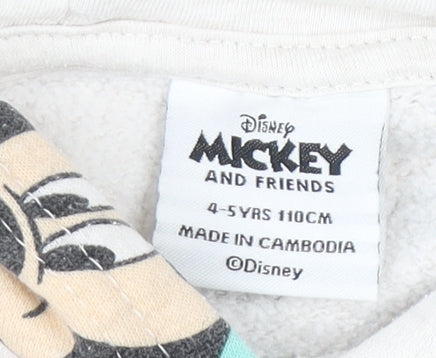 Disney Girls Beige Minnie Mouse Pullover Hoodie 4-5 Years Graphic Print