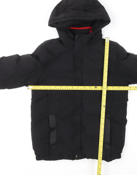 Trespass Boys Black Waterproof Hooded Puffer Jacket 9-10 Years