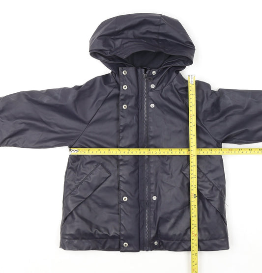 Zara Boys Blue Hooded Waterproof Rain Coat Jacket 3-4 Years