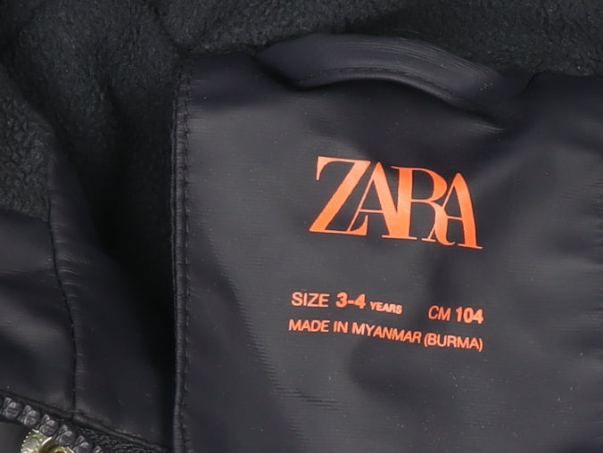 Additional view of Zara boys’ blue hooded waterproof rain coat jacket 3-4 years