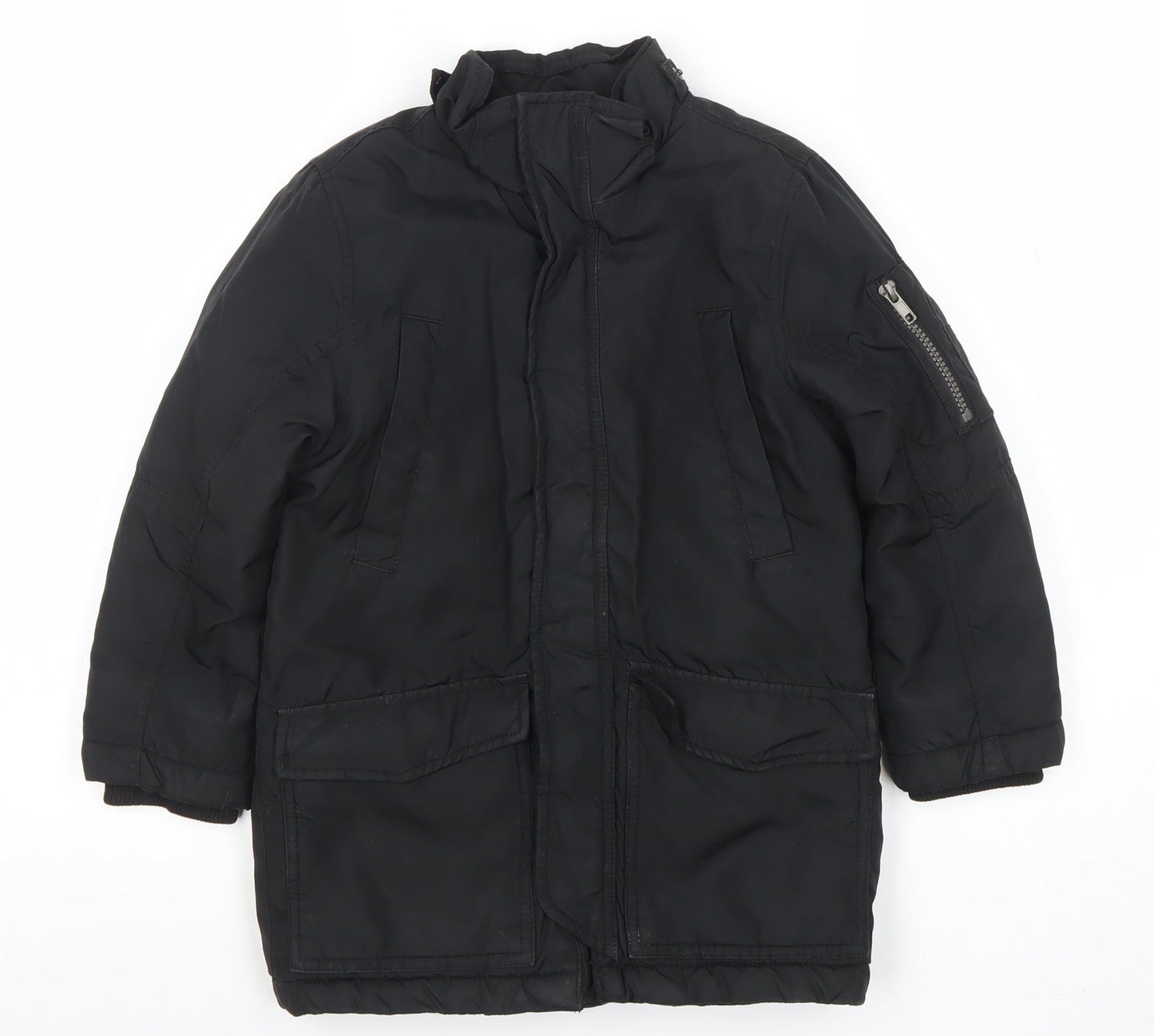 H&M Boys Black Mid-Length Puffer Jacket Coat 6 Years Winter Lined