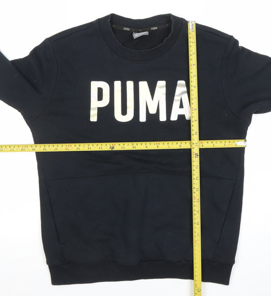 Puma Women's Black XS Crew Neck Pullover Sweatshirt with Logo