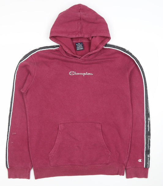 Champion Men’s Red Pullover Hoodie Medium Logo Graphic Fleece