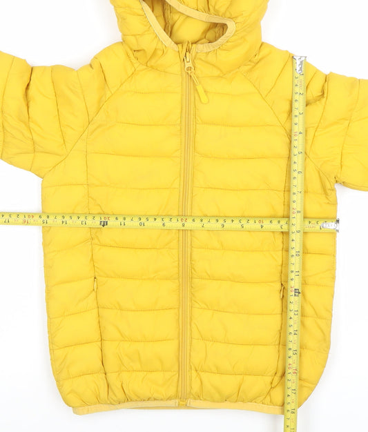 Marks and Spencer Boys Yellow Hooded Puffer Jacket 7-8 Years