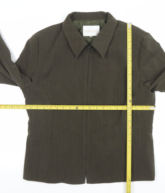 Lakeland Women Brown Wool Blend Zip Suit Jacket Size 14 Regular