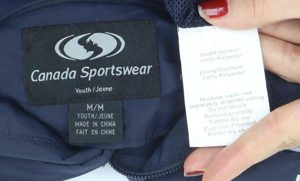 Canada Sportswear Boys Blue Yellow Full Zip Lined Jacket M