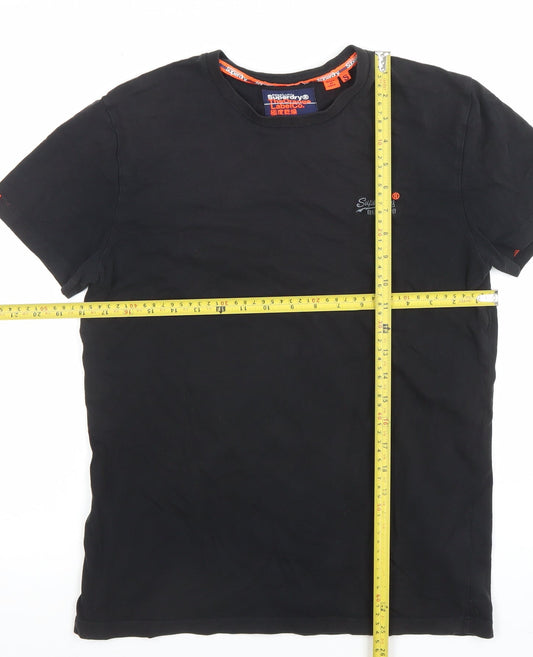 Superdry Men's Black Orange Label Crew Neck Slim Fit T-Shirt Size S