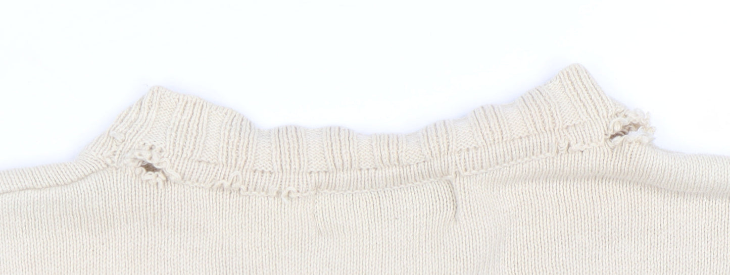 Kickers Men Beige Cotton Crew Neck Pullover Jumper M