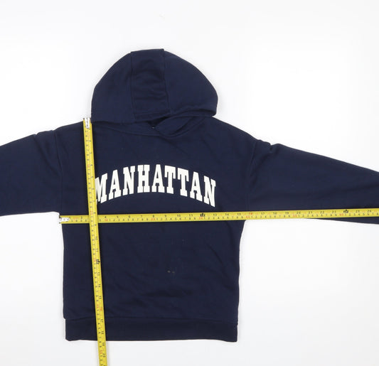 Primark Boys Navy Manhattan Pullover Hoodie 8-9 Years Cotton Blend