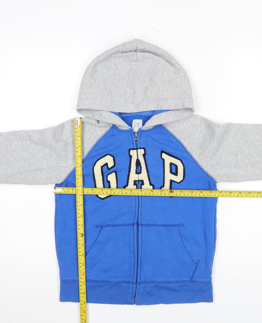 GAP Kids Boys Blue Grey Full Zip Hoodie Size 8-9 Years Cotton Blend
