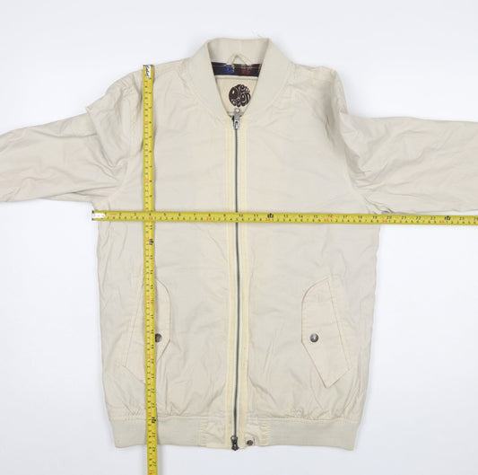 Pretty Green Men's Beige Bomber Jacket Size S Cotton Casual