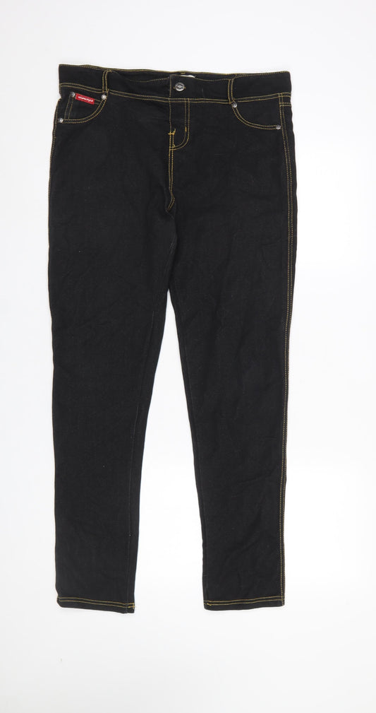 Additional front view of Lee Cooper Women’s Black Skinny Jeans, size UK 14, Stretch Denim